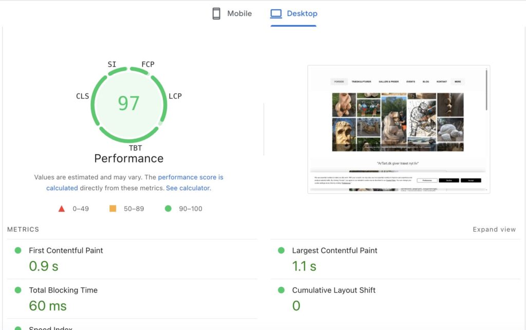 core web vital danmark